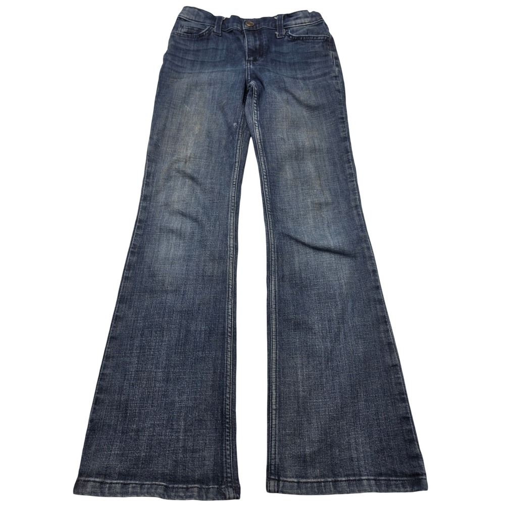 Wrangler Girls 14 Slim Flare Leg Jeans Medium Wash Adjustable Waist 09MWGES